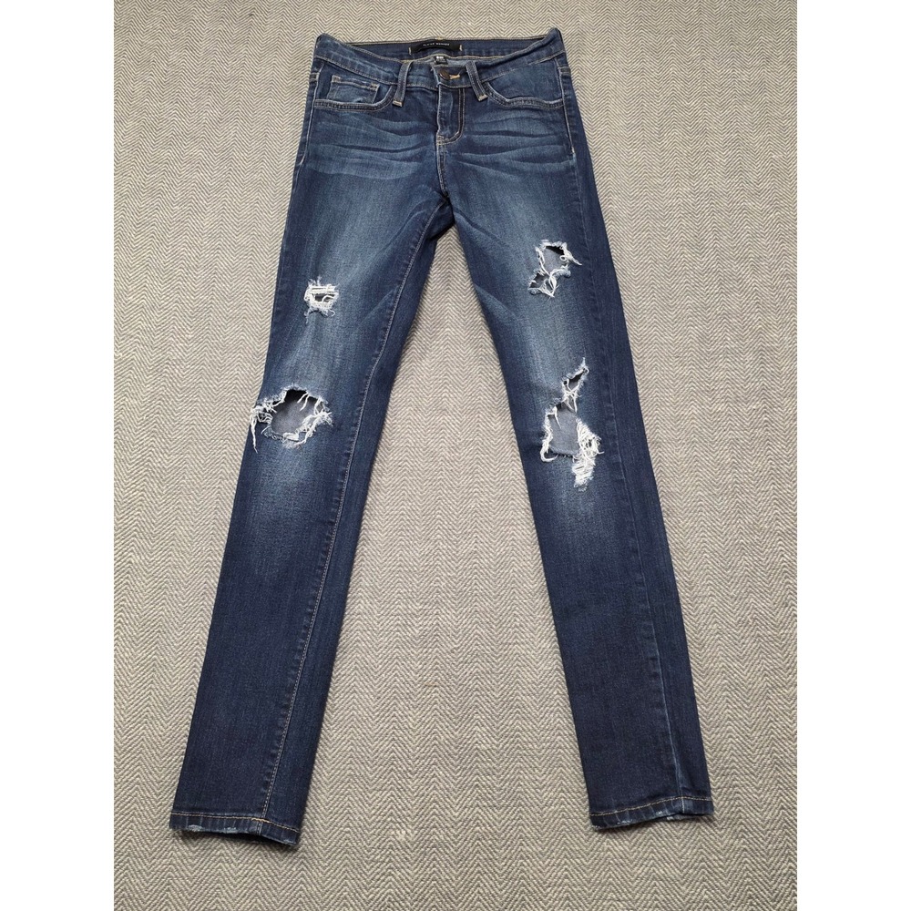 FLYING MONKEY Mid Rise Ankle Skinny Jeans Distressed Ripped Dark Wash Size 24